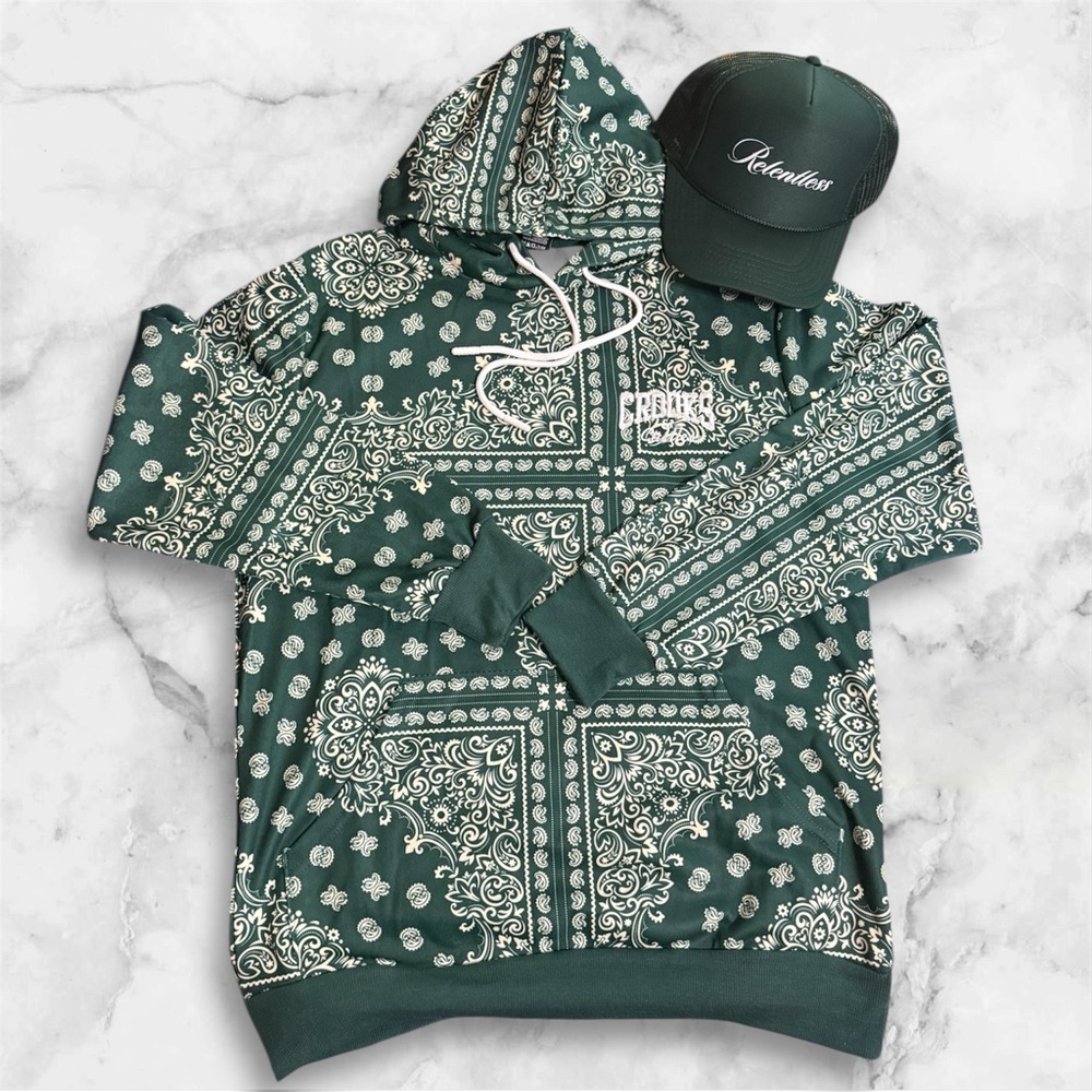 Crooks & Castles Green Bandana Hoodie